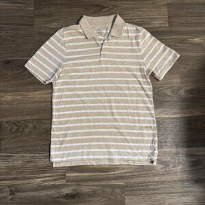 Small Tan and White striped Polo